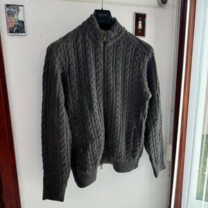 JOHN VARVATOS Resin Coated Cable Knit Zip Sweater